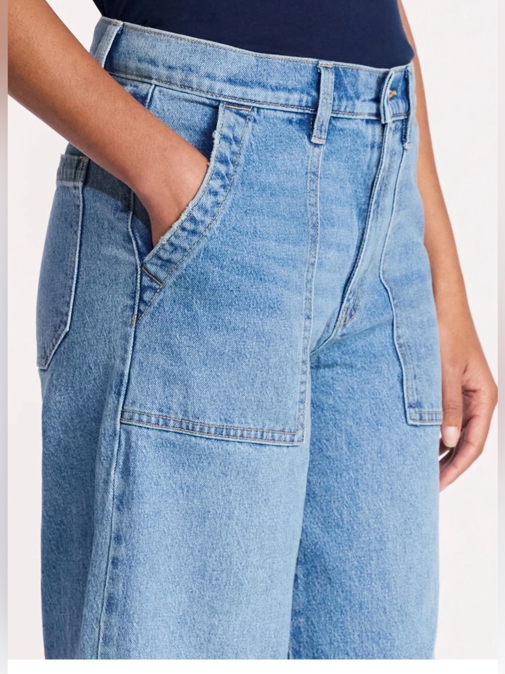 High Rise Wide Leg Utility Jeans Size 14 (NEW) - Picture 3 of 5